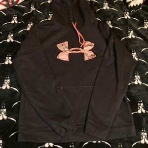 Under Armour Black Hoodie with Coral Logo